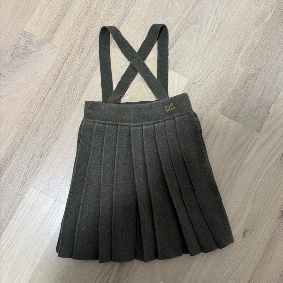 L by Ladida Olive Marl Knit Straps Pleated Skirt Girl’s Size 6 - Picture 1 of 9